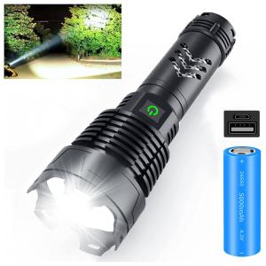 Alifa Lanterna 1000LM, 5 Modos de Luz, com USB, à Prova DÁgua IPX5, Preta