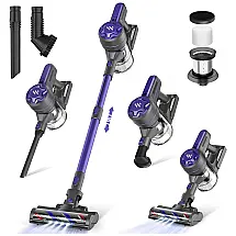 Aspirador de Pó ZOKER Direct sem Fio com Acessórios, Silencioso e Farol de LED Ideal para Pets, 110V 180W, Roxo