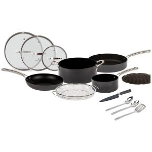Conjunto de Panelas de Aço Anodizado e Três Camadas de Revestimento, 13 Peças, EMERIL EVERYDAY Forever Pans, Preto