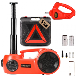 Kit Macaco Elétrico para Carros 5 em 1 - Elevador Hidráulico com Bomba Integrada e Chave de Impacto - Trihelper