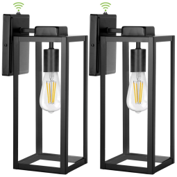 Arandela Luminária Moderna Externa de Parede à prova dágua com Sensor, Base E27, 2 Unidades, HYKOLITY, Preto