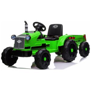 Trator Elétrico Infantil com Reboque, 3 Velocidades, Luzes LED, Som e Cinto de Segurança, 12V, Winado, Verde