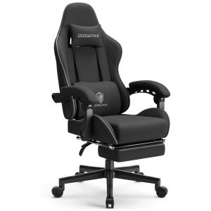 Dowinx Cadeira Gamer Ergonômica Ajustável com Apoio para os Pés, Cinza