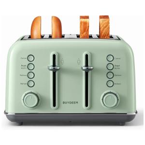 Torradeira Elétrica 6B83, 4 Fatias, 7 Níveis, Aço Inoxidável, 110v, BUYDEEM DT 6B83G, Verde Claro