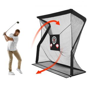 Rede de Treino para Golfe de 2,4m x 2,4m com Retorno Automático de Bola e Equipada com Vários Alvos Estrategicamente Posicionados para