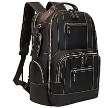 Mochila Masculina para Laptop de Couro, UBANT, Marrom