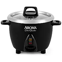 Panela de Arroz Elétrica 1,2L, Programável, 200W, 110v, AROMA HOUSEWARES ARC 753SGB, Preto