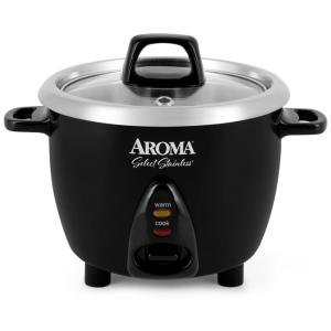 Panela de Arroz Elétrica 1,2L, Programável, 200W, 110v, AROMA HOUSEWARES ARC 753SGB, Preto