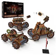Kit de Construção 3 em 1 Catapulta Trebuchet Crossbow Medieval om 568 Peças, JMBricklayer, Marrom