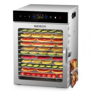 Desidratador de Alimentos SUCISENI com 12 Bandejas de Aço Inoxidável, 1000W, Timer de 24 Horas e Controle de Temperatura 195°C