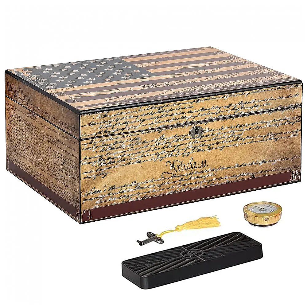 Humidor de Mesa Humidor Supreme Decoração Constituição Cedro Espanhol até 100 Charutos