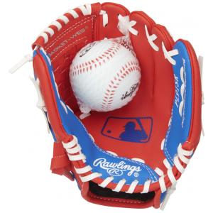 Luva de Beisebol Infantil Direita com Bola para Crianças de 3 a 5 Anos, Rawlings, Vermelha