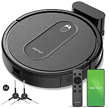 Aspirador Robô com Sucção Forte de 2000Pa, Controle por WiFi 2,4GHz, Alexa, Siri e Carregamento Automático, 110V, Vactidy, Preto