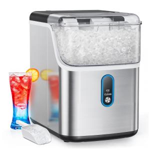 Máquina de Gelo que Produz 15 kg em 24H com Seixos que Fornece Gelo Fresco em Pepitas, Função Autolimpeza e Indicador LED, 110V, HOMEZAY