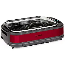 PowerXL Churrasqueira Elétrica Serve até 4 Pessoas, Aço Inoxidável, 110V, 1200W, Vermelha