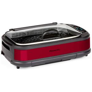 PowerXL Churrasqueira Elétrica Serve até 4 Pessoas, Aço Inoxidável, 110V, 1200W, Vermelha