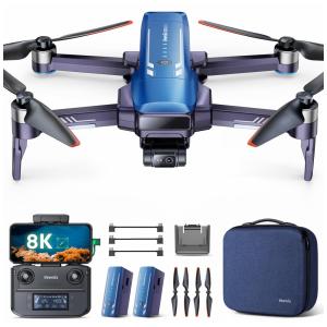 Drone V11PRO com Câmera 8K para Adultos, Gimbal 3 Eixos, Vídeo 4K/30fps, Sensor CMOS, Voo de 80 Minutos, Transmissão de 6km, Veeniix, Azul