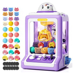 Máquina de Garra Eletrônica Infantil Jovow Mini Branca 30 Brindes, Música, Silenciosa, Controle, 0,9kg, 9", À Pilha