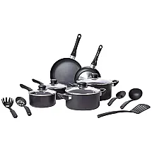 Conjunto de Panelas Antiaderentes e Utensílios, 15 Peças, LFFP16027, Preto