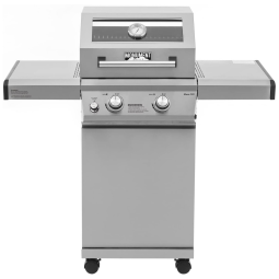 Monument Grills 14633 Churrasqueira a Gás 24.000 BTU com 2 Queimadores e Mesas Laterais em Aço Inoxidável, Prata