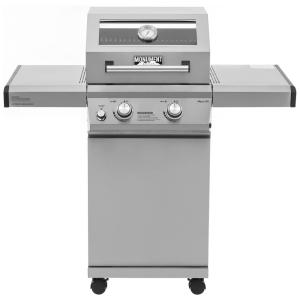 Monument Grills 14633 Churrasqueira a Gás 24.000 BTU com 2 Queimadores e Mesas Laterais em Aço Inoxidável, Prata