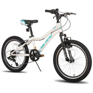 Hiland Bicicleta Infantil de Montanha com 7 Marchas para 5 a 9 anos, Branca