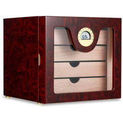 Umidor para Charutos 150 Unidades com Prateleiras, Higrômetro e Luz Led, Woodronic, Marrom