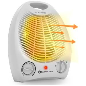 Aquecedor Elétrico Retro de Cerâmica com 3 Níveis de Potência e Termostato Ajustável, 110v, COMFORT ZONE CZ40E, Branco