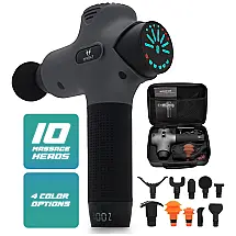 Massageador Pistola Elétrico Profissional Sem Fio 10 Acessórios, HIVOLT, Preto
