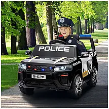 Carro Elétrico Infantil de Polícia com Controle Remoto, Música, Buzina, Sirenes e Luzes LED, 12V, HOMMOW