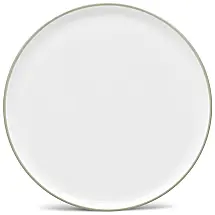 Prato Raso de 27 cm em Porcelana, 01 Unidade, Noritake STAX ColorTex, Branco e Verde