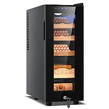 Humidor Elétrico Tylza 35L Preto Controle Digital Temperatura Umidade Cedro Espanhol 110V