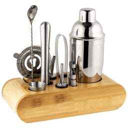 Kit Bn Profissional 9 Peças em Alumínio com Suporte de Bambu, VG, Prateado