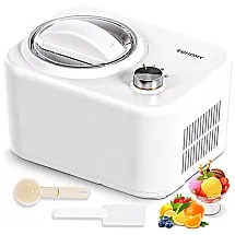 Máquina de Sorvete Automática 1L com Compressor Embutido, 3 Modos e Função Keep Cool, EUHOMY, Branca