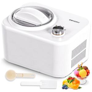 Máquina de Sorvete Automática 1L com Compressor Embutido, 3 Modos e Função Keep Cool, EUHOMY, Branca