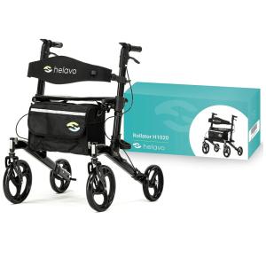 Andador para Idosos e Adultos com Assento, até 136 Quilos, Helavo, Preto