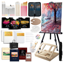 Deluxe Kit de Pintura Profissional com Telas e Bolsa de Transporte, 137 Peças, MODERA MOD 121PS, Marrom