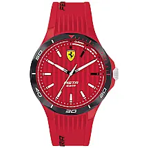 Relógio Pista Quartz Masculino com Pulseira de Silicone, 18 Modelo, FERRARI 0830781, Vermelho
