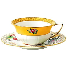 Xícara e Pires, Elegância e Sofisticação em Sua Mesa com Capacidade de 150mL e Material de Porcelana, Wedgwood 40024020, Branco e Amarelo