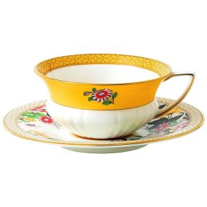 Xícara e Pires, Elegância e Sofisticação em Sua Mesa com Capacidade de 150mL e Material de Porcelana, Wedgwood 40024020, Branco e Amarelo