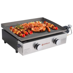 CAMPLUX GG302S Churrasqueira a Gás Portátil com 2 Queimadores, 22000 BTU, Prata