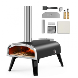 Forno de Pizza a Lenha Portátil Aço Inoxidável, Aidpiza SP120, Preto