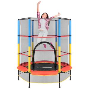 Cama Elastica Infantil com Rede de Proteção e Almofada de Segurança para até 50 kg, VIVOHOME, Amarelo