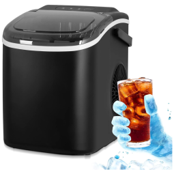 Máquina de Gelo Automática Portátil Produz até 12kg, 24H, Cor, 110v, ELECTACTIC Z5812H BLACK, Preto