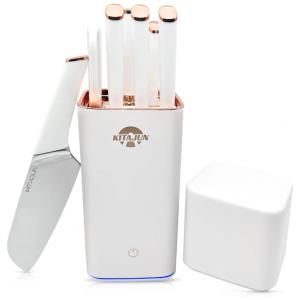 Conjunto de Facas em Aço Inoxidável com Bloco de Bancada Smart Knife Continua Limpando e Secando, 6 Peças, KITAJUN, Branco