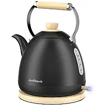 Chaleira Elétrica 1,7L com Indicador de Água, Filtro Removível, Luz LED e Desligamento Automático, 1500W, Anfilank, Preto