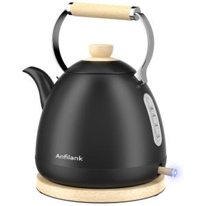 Chaleira Elétrica 1,7L com Indicador de Água, Filtro Removível, Luz LED e Desligamento Automático, 1500W, Anfilank, Preto