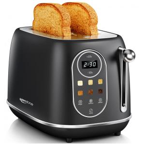 Torradeira 2 Fatias com Painel Digital, Recursos para Bagel e 6 Níveis de Tostagem, 110V 800W, Keenstone, Preta