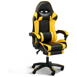 Cadeira Gamer Ergonômica Giratória com Suporte Lombar e Apoio de Cabeça, Amarela, YSSOA Gaming Chair Office Chair Black, Yellow, Amarelo