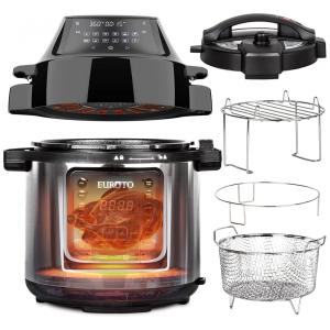 Panela de Pressão Elétrica 6.5L com 28 Predefinições e Painel de Led, 110v, EUROTO EUR7108, Preto